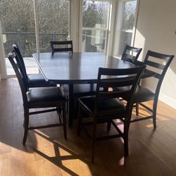 Countertop High Wood Dining Table And 6 Chairs 