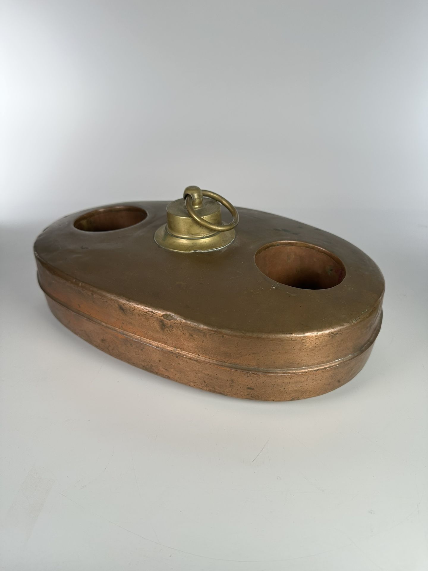Antique Copper Oval Foot Bed / Bottle Warmer Victorian Hot Water Bottle 1800s