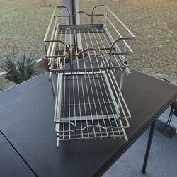 Chrome Kitchen Cabinet Two-tier Pull Out Shelf Organizer