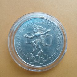 Moneda De Plata De Los Juegos Olímpicos 1968 De Mexico