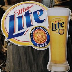 Vintage Large Miller Light Metal Sign 