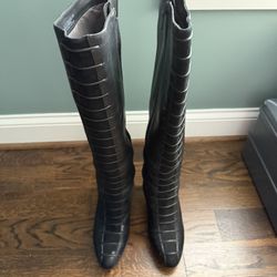 Cole Haan Leather And Suede High Heel Boots