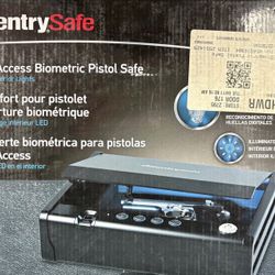 Quick Access Biometric Pistol Safe with Digital Keypad and Interior Light, 3.2 in x 12.1 in x 9.9 in