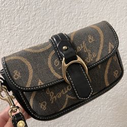 Dooney & Bourke DB Heart Canvas/Leather Wristlet