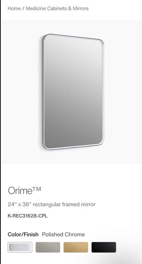 Kohler Orime 24" x 36" Rectangular Framed Mirror $120