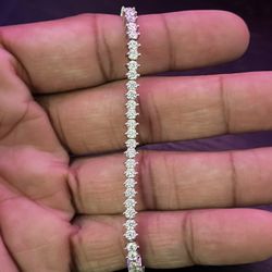 3MM. 925 Sterling Silver Moissanite Tennis  Bracelet