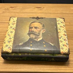 Antique Patriotic Photo Album Rear Admiral Sampson Portrait Brass Clasp c1900