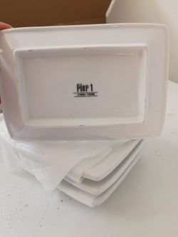 Pier 1 White Rectangular Plates -Set of 4