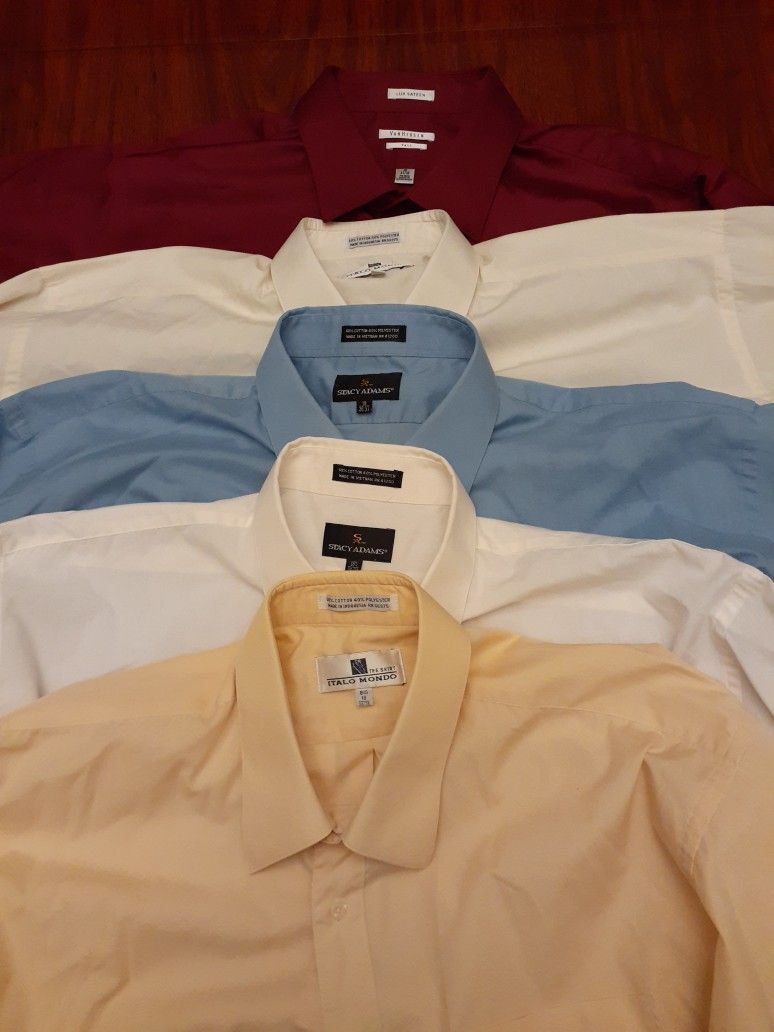 Dress Shirts Size 19 36 37, 18 38 39 Yellow White Blue Beige 3x Big N Tall