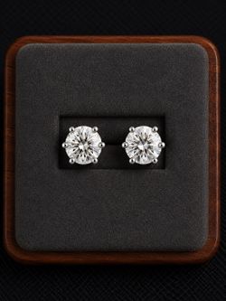3 carat lab Diamond stud earrings 14 kt white gold earrings
