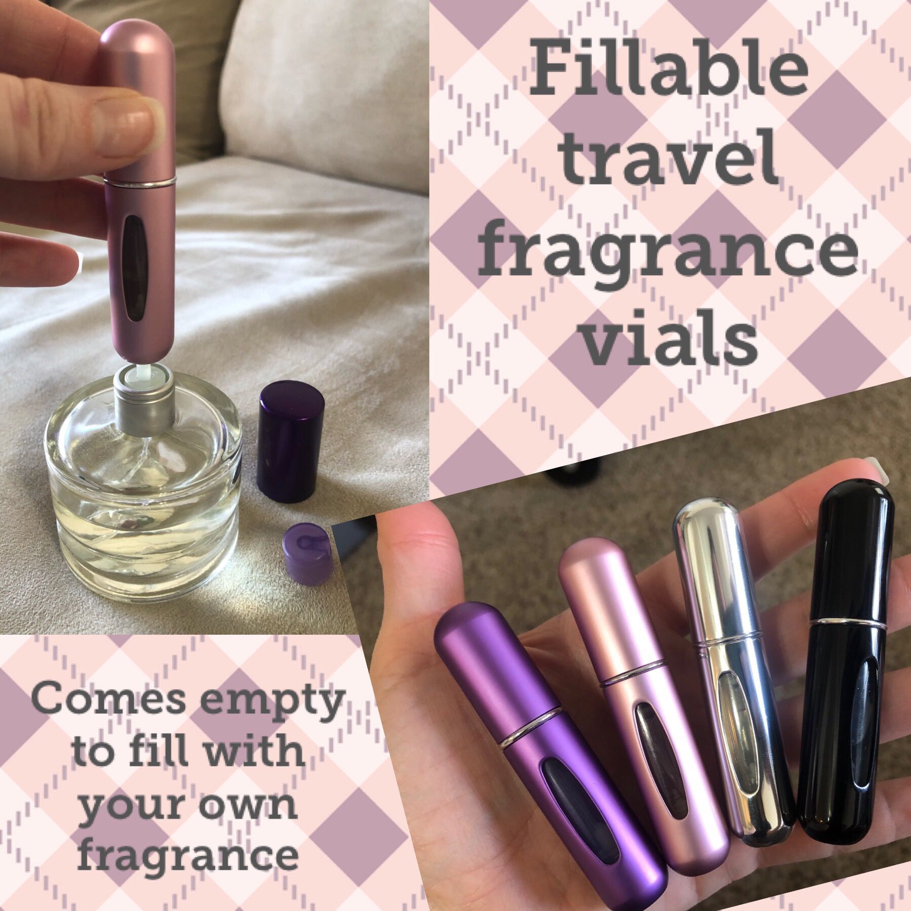 Fillable travel fragrance vials
