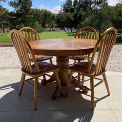 Solid Oak Table And 4 Chairs
