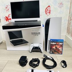 PlayStation 5 Disc Version 825GB, Bonus 1 Game And Portable Monitor ( Used Very New )