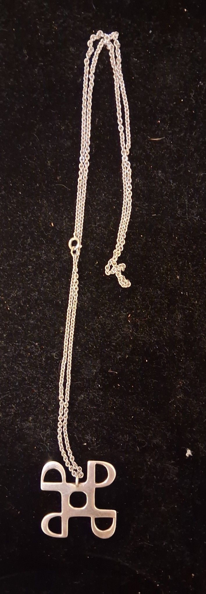 Sterling Silver Modernist Designer Danish Necklace 18" Chain 