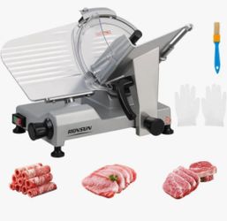 ROVSUN 8 inch Commercial Meat Slicer, 210W Electric Meat Slicer Machine, Frozen Meat Deli Cheese Food Slicer with Adjustable Thickness(0-13mm), Upgrad