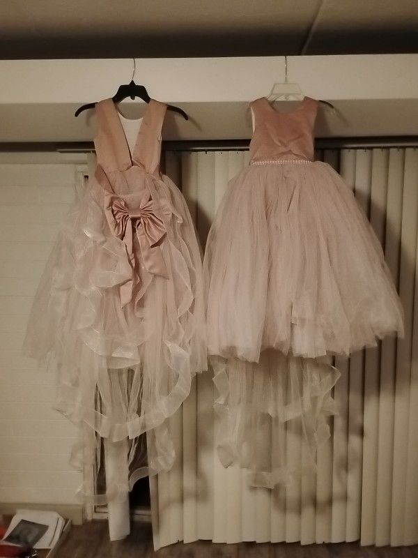 Youth Holiday Dresses, Pink With Pearls And Detachable Trains