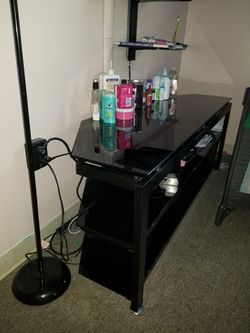 Black glass tv stand