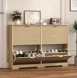 Shoe Cabinet Storage for Entryway with 4 Flip Drawer