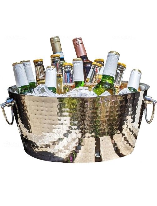 BREKX Hammered Stainless-Steel Beverage Tub
