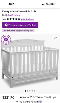 Delta crib with mattress