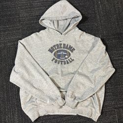 Grey Nike Team Tag Center Swoosh Notre Dame Fiesta bowl Hoodie Size XL with distressing