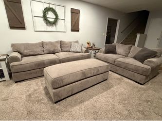Grey Sofa, Loveseat & Ottoman