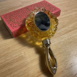 Vintage NIB Avon Looking Glass Here’s My Heart Cologne Hand Mirror Perfume Glass Bottle