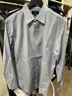 J.Crew Men's Blue Cotton Dress Shirt 16-16.5 Long Sleeve Wrinkle Free Collared