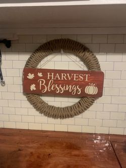 Fall Decor Harvest Blessings Sign With Wreath