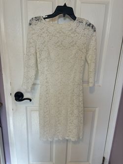 Floral Lace White Dress - Size Small