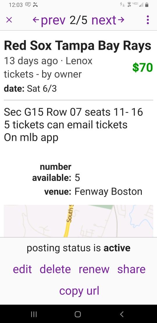 Red Sox Tampa Bay Tickets 6/3