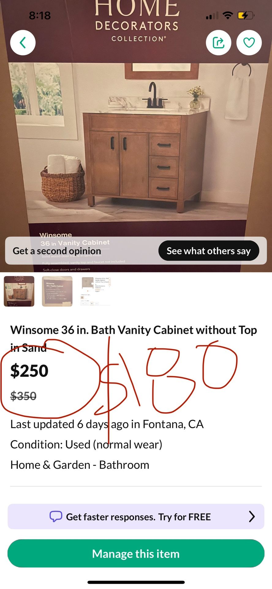 Closed Box 36in Vanity No Top 