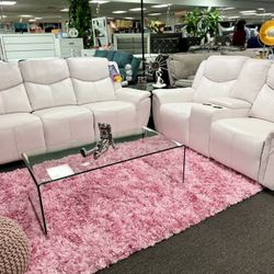 Blowout Sale✅Beautiful White Power Reclining Sofa+Love Seat On Amazing Deal For Only $1799