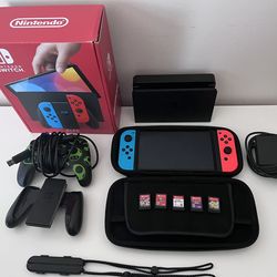 128 GB Nintendo Switch OLED With 3 Mario Games+2 Other Games+case+extra Controller