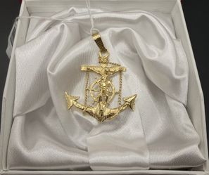 Gold Jesus Anchor Pendant 
