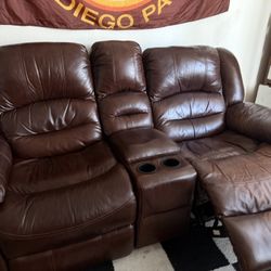 Reclining Leather Couch 