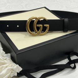 Skinny 1 Inch Gucci Black Leather Belt