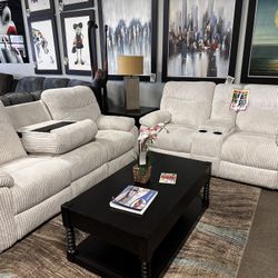 Reclining Sofa Loveseat! Manual! Black And Gray Available! $1,499! Easy Financing! ✨🚨⭐️