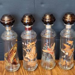 Vintage 1967, 68. 69 Cabin Still Collection Set Of 4 Wildlife Decanter Bottles
