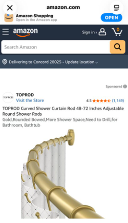 Curved Gold Curtain Rod Adjustable