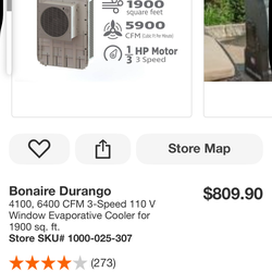 Bonaire Durango 4100, 6400 CFM 3-Speed 110 V Window Evaporative Cooler for 1900 sq. ft.