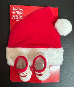 NEW Infant Socks and Santa Hat Set just $3