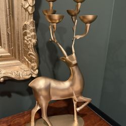 Gold Reindeer Candle Holder