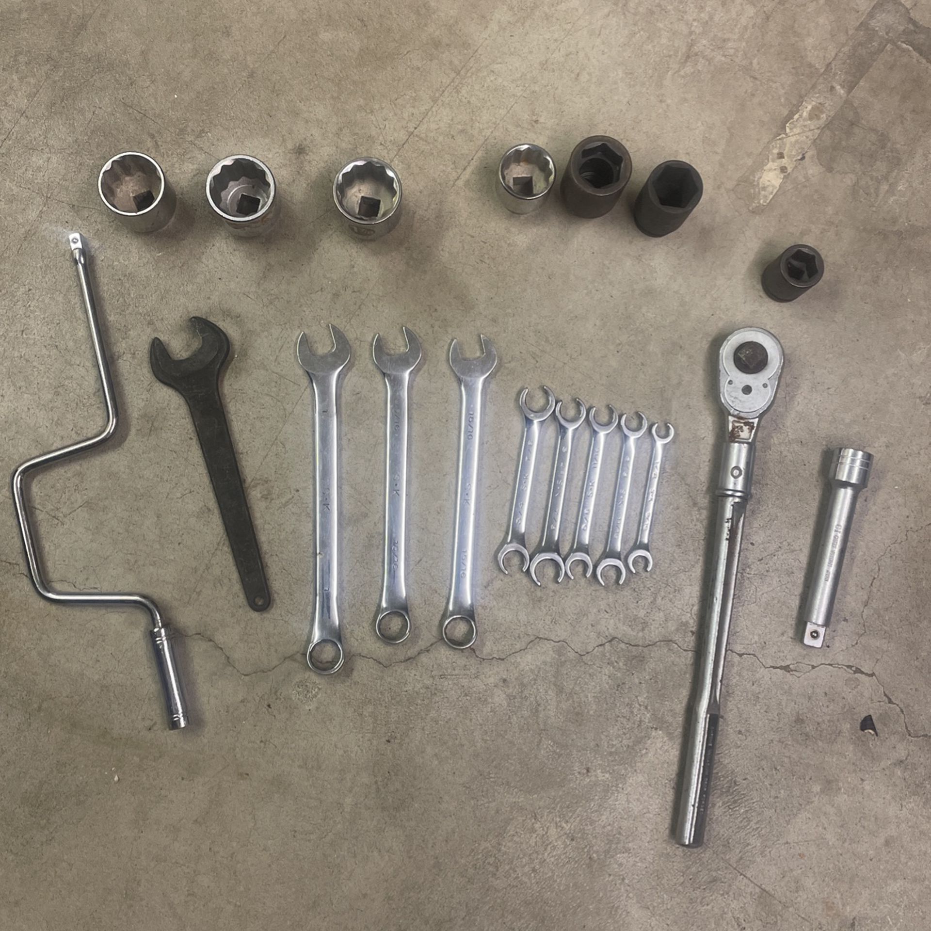 Large Armstrong, K-D, Proto Sockets, SK Wrenches, CI Tools 3/4 Ratchet