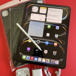 Apple IPad Pro 13”  (M4 chip /OLED display/ 2024 Newest ) 512GB with keyboard, pen & Accessories 