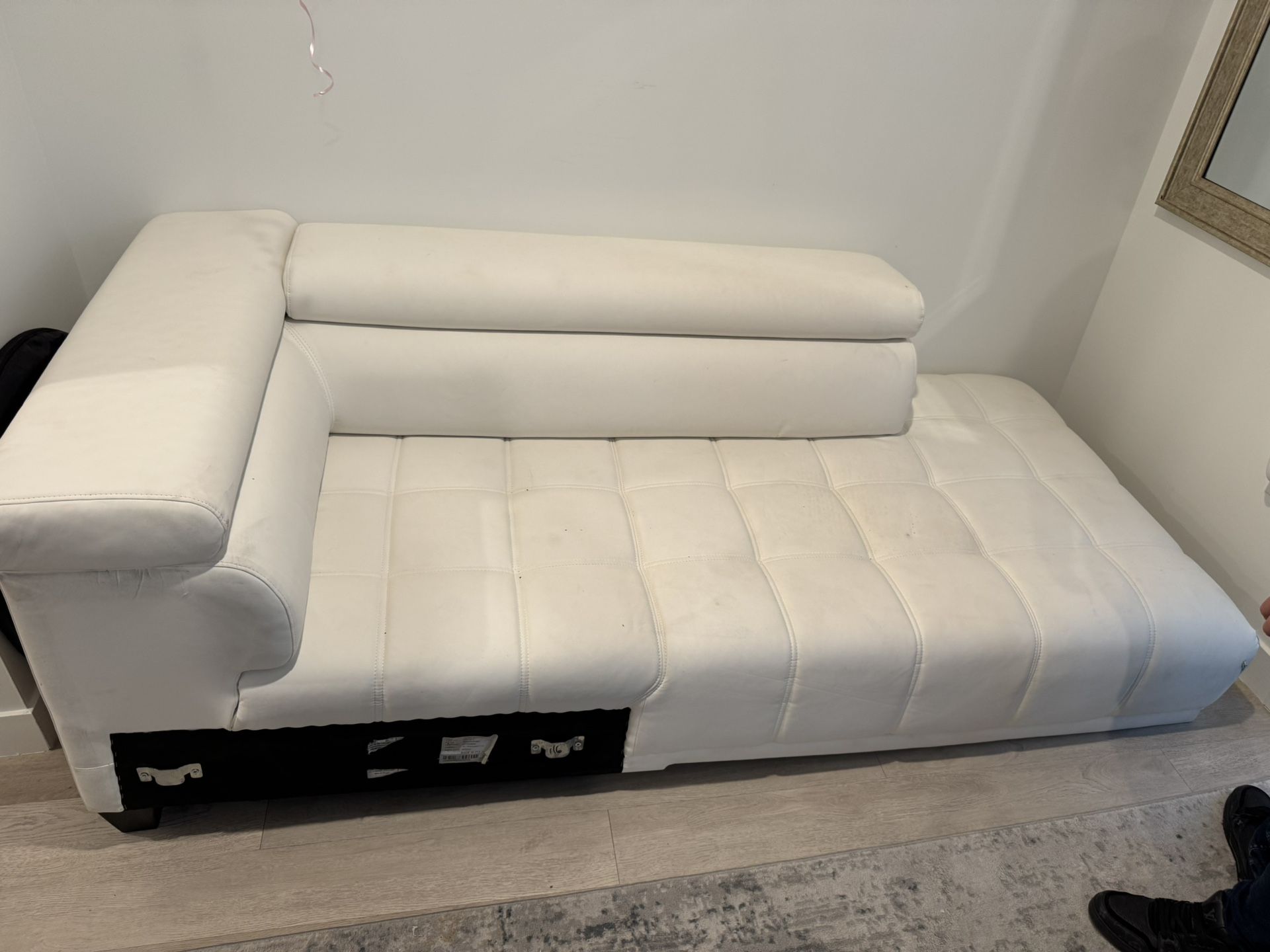 White Faux Leather Couch 