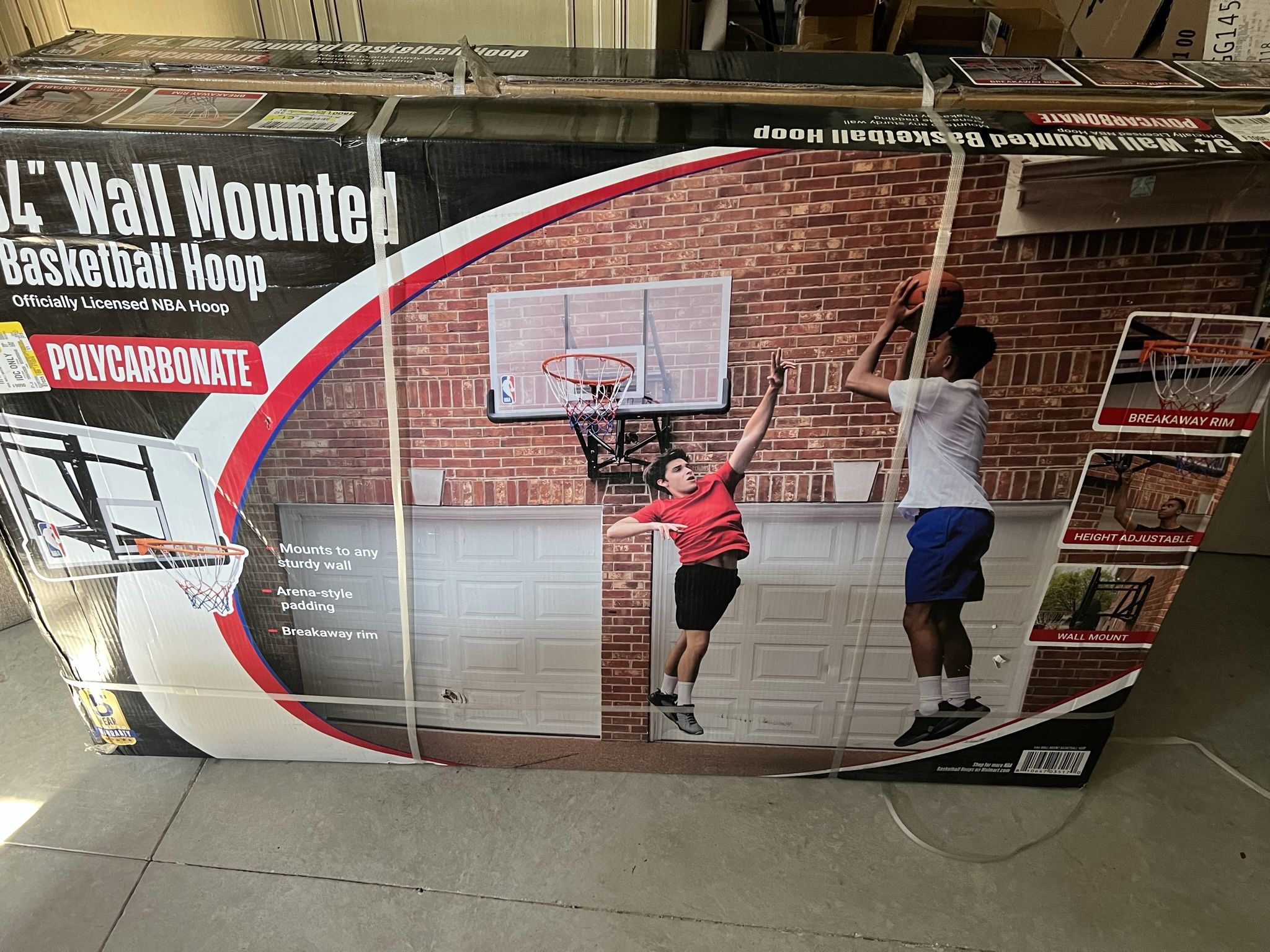 54 Inch Basketball Hoop Backboard and Rim Combo with Wall Mount
