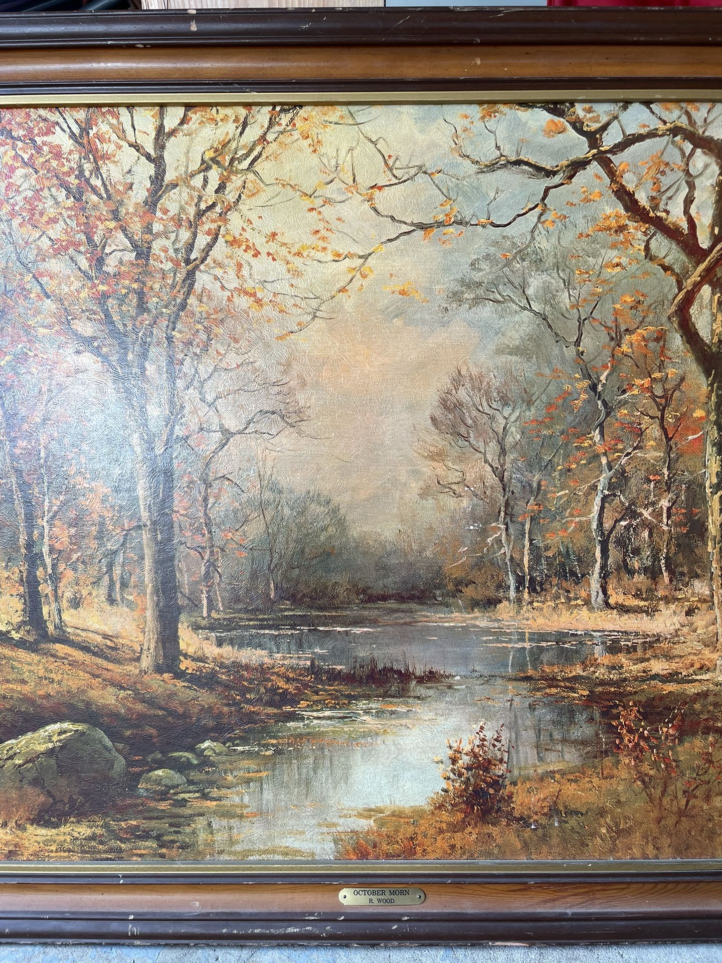 Vintage Robert Wood - “October Morn” Landscape Large Painting 41