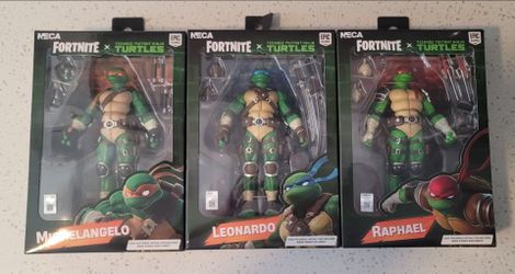 NEW 2026 NECA Fortnite x TMNT Raphael, Donatello, Leonardo Figures, Set of 3