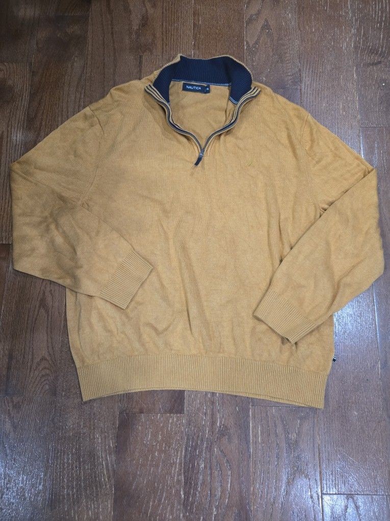 Nautical 1/4 Zipper Pullover Mock Neck Sweater, XXL